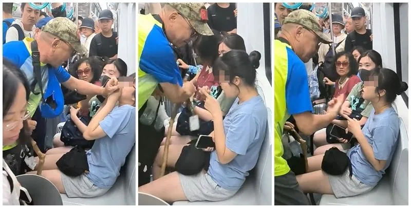 北京地鐵老翁斥女子拒讓座枴杖狂撩雙腿