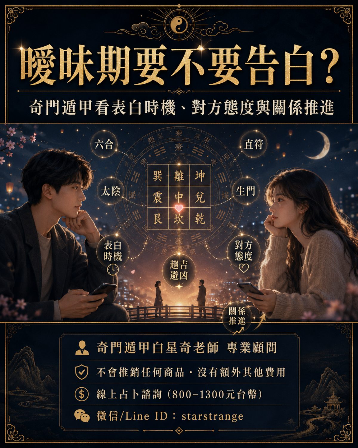 曖昧期要不要告白?奇門遁甲看表白時機、對方態度與關係推進 1 曖昧期要不要告白,奇門遁甲解析表白時機對方態度與關係推進