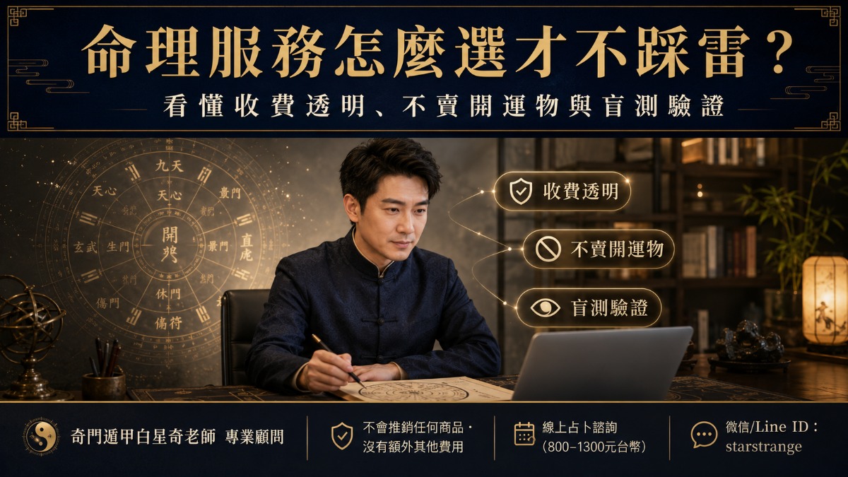 命理服務怎麼選才不踩雷，收費透明、不賣開運物與盲測驗證的判斷重點