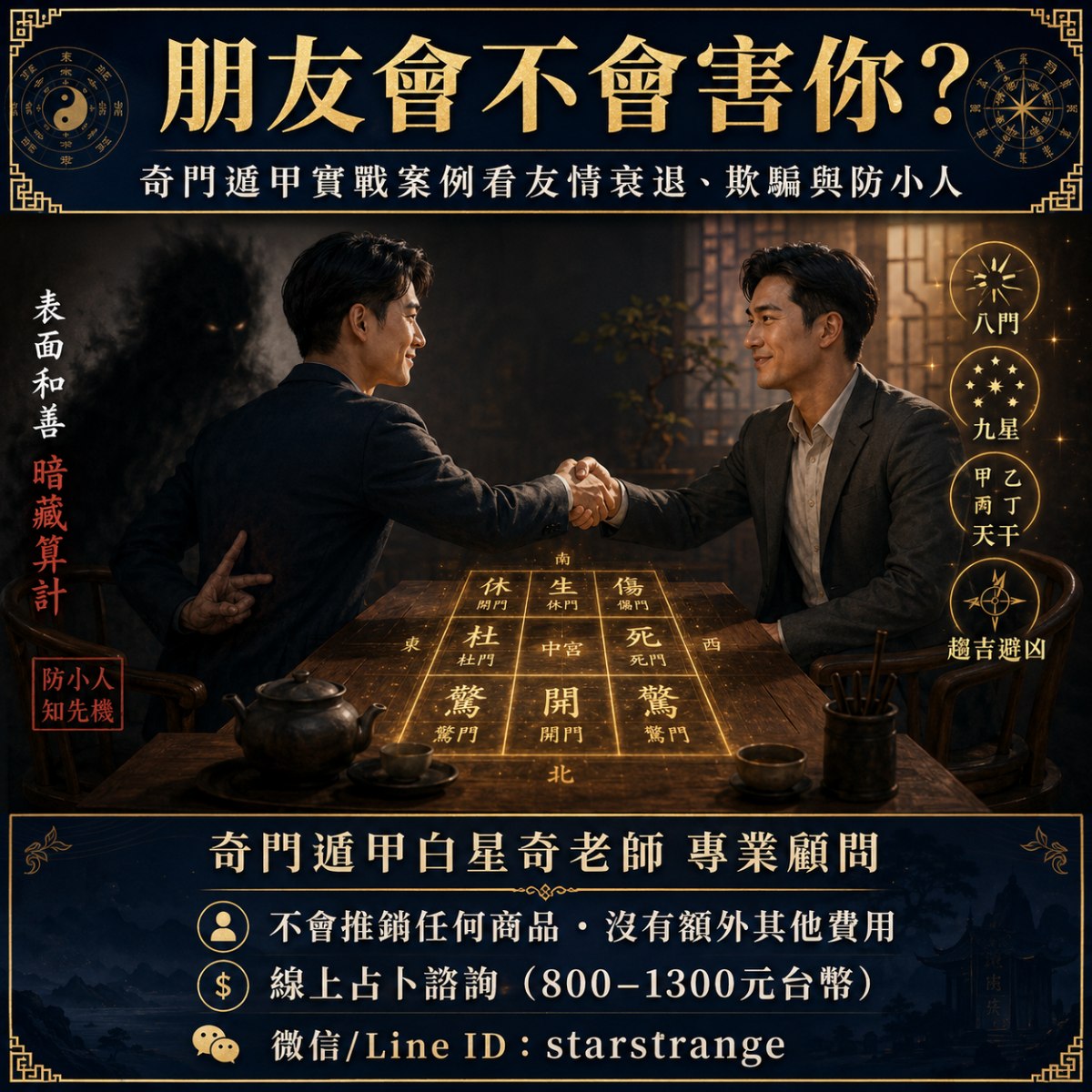 奇門遁甲實戰案例判斷朋友是否會害你與友情衰退防小人示意圖