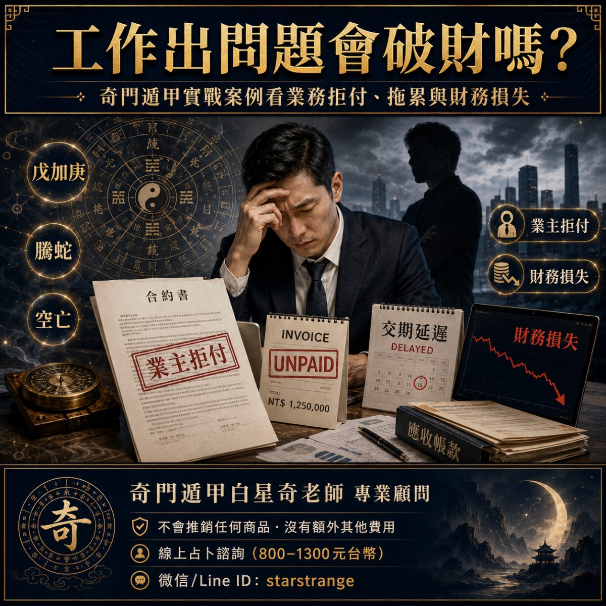 工作出問題會破財嗎?奇門遁甲實戰案例看業務拒付、拖累與財務損失 1 qimen work financial loss
