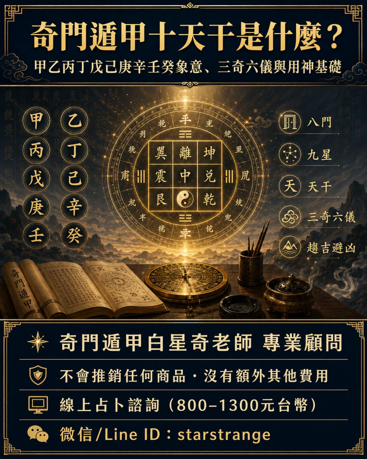 奇門遁甲十天干是什麼?甲乙丙丁戊己庚辛壬癸象意、三奇六儀與用神基礎 1 tench 2026515