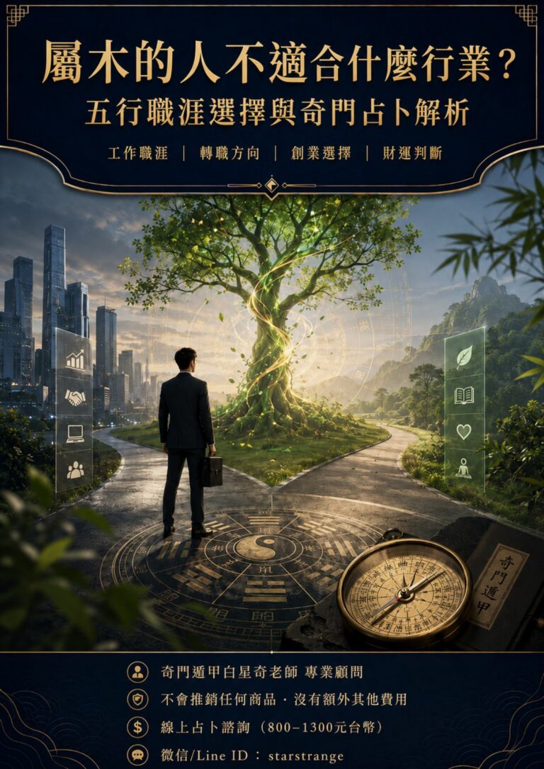 wood element career qimen divination poster